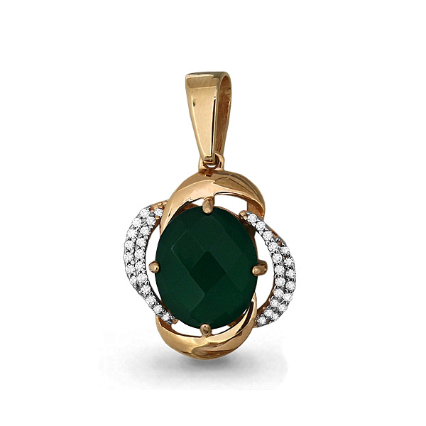 

Подвеска из красного золота с агатом и фианитом Aquamarine 2511009А_585_кз, 2511009А_585_кз