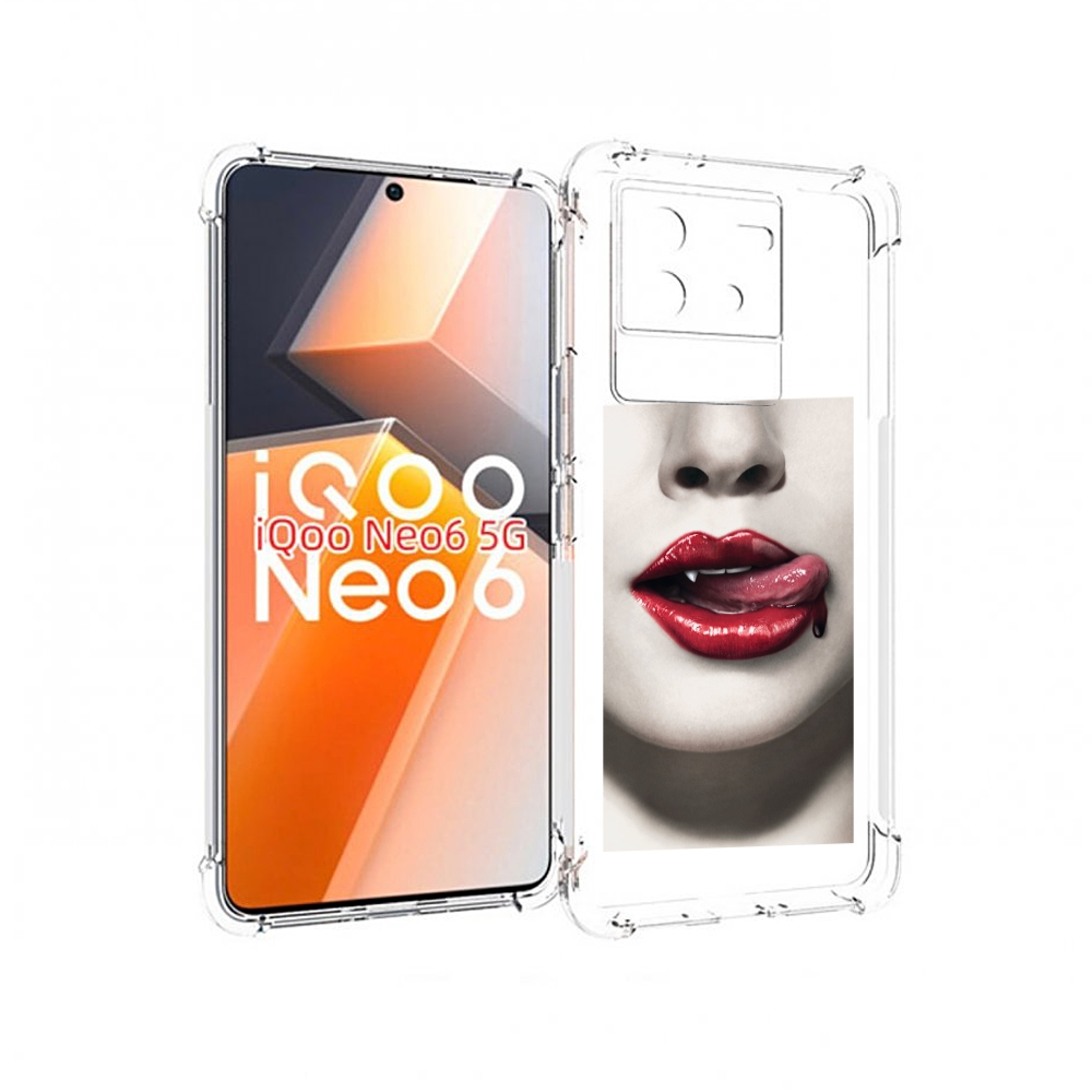 

Чехол MyPads губы-вампирши для Vivo iQoo Neo 6 5G, Прозрачный, Tocco