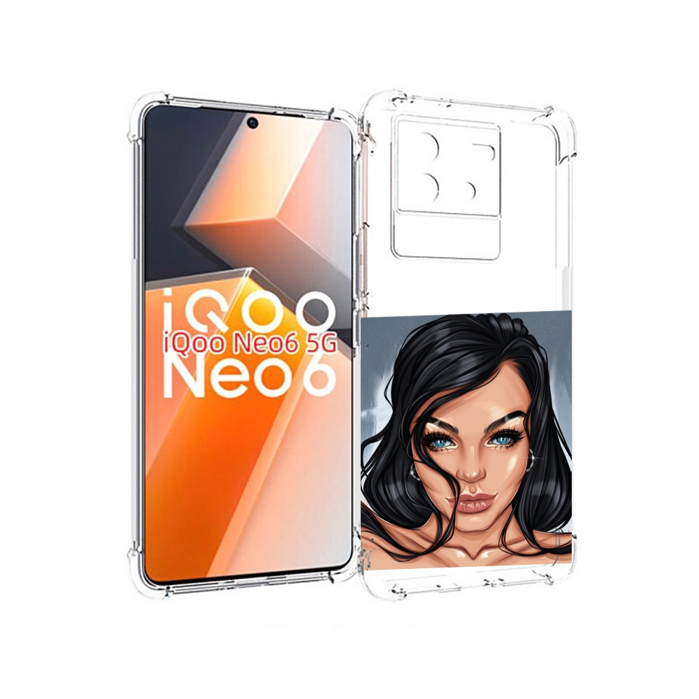

Чехол MyPads голубые-глаза-у-брюнетки женский для Vivo iQoo Neo 6 5G, Прозрачный, Tocco