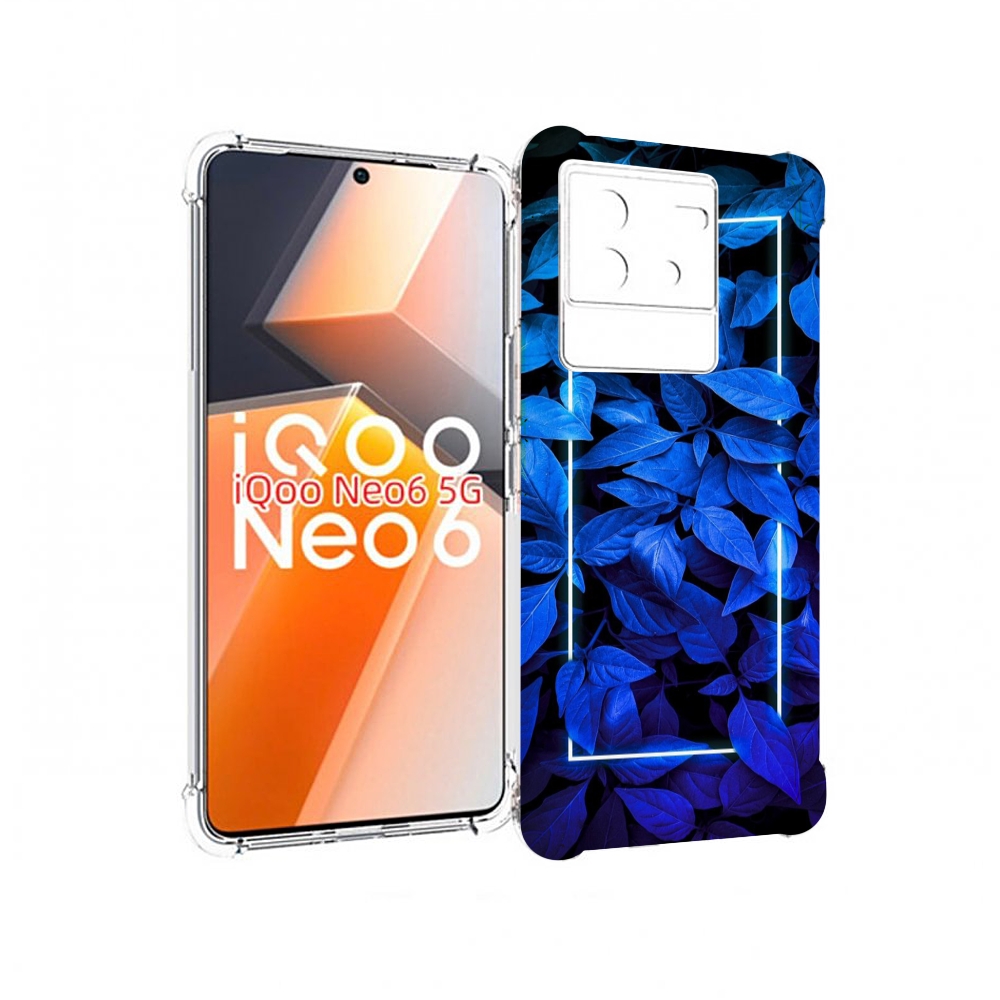 

Чехол MyPads голубые цветочки неон для Vivo iQoo Neo 6 5G, Прозрачный, Tocco
