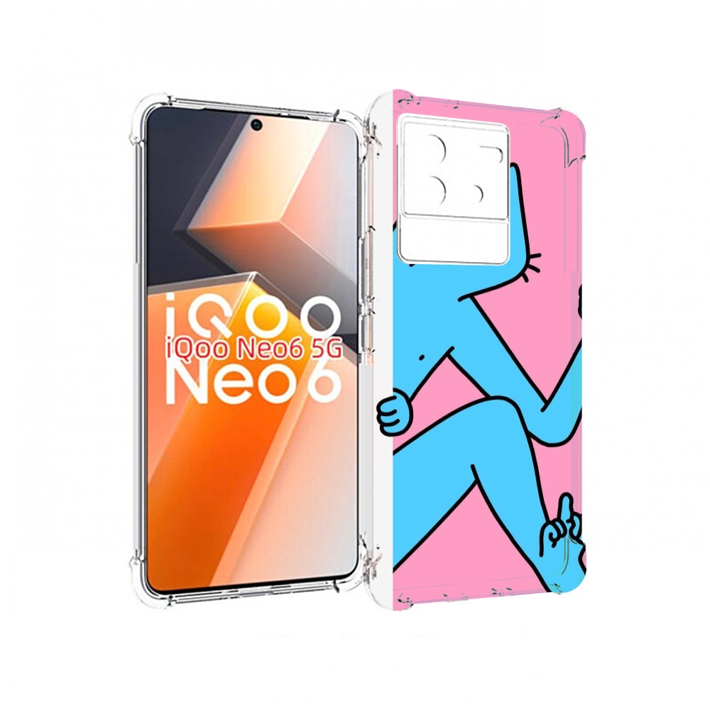 

Чехол MyPads голубой кот в дверце для Vivo iQoo Neo 6 5G, Прозрачный, Tocco