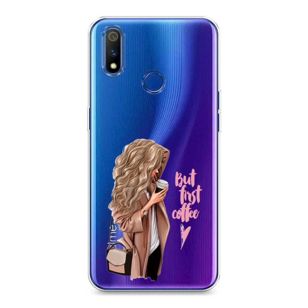 

Силиконовый чехол "Девушка с кофе" на Realme 3 Pro, Девушка с кофе