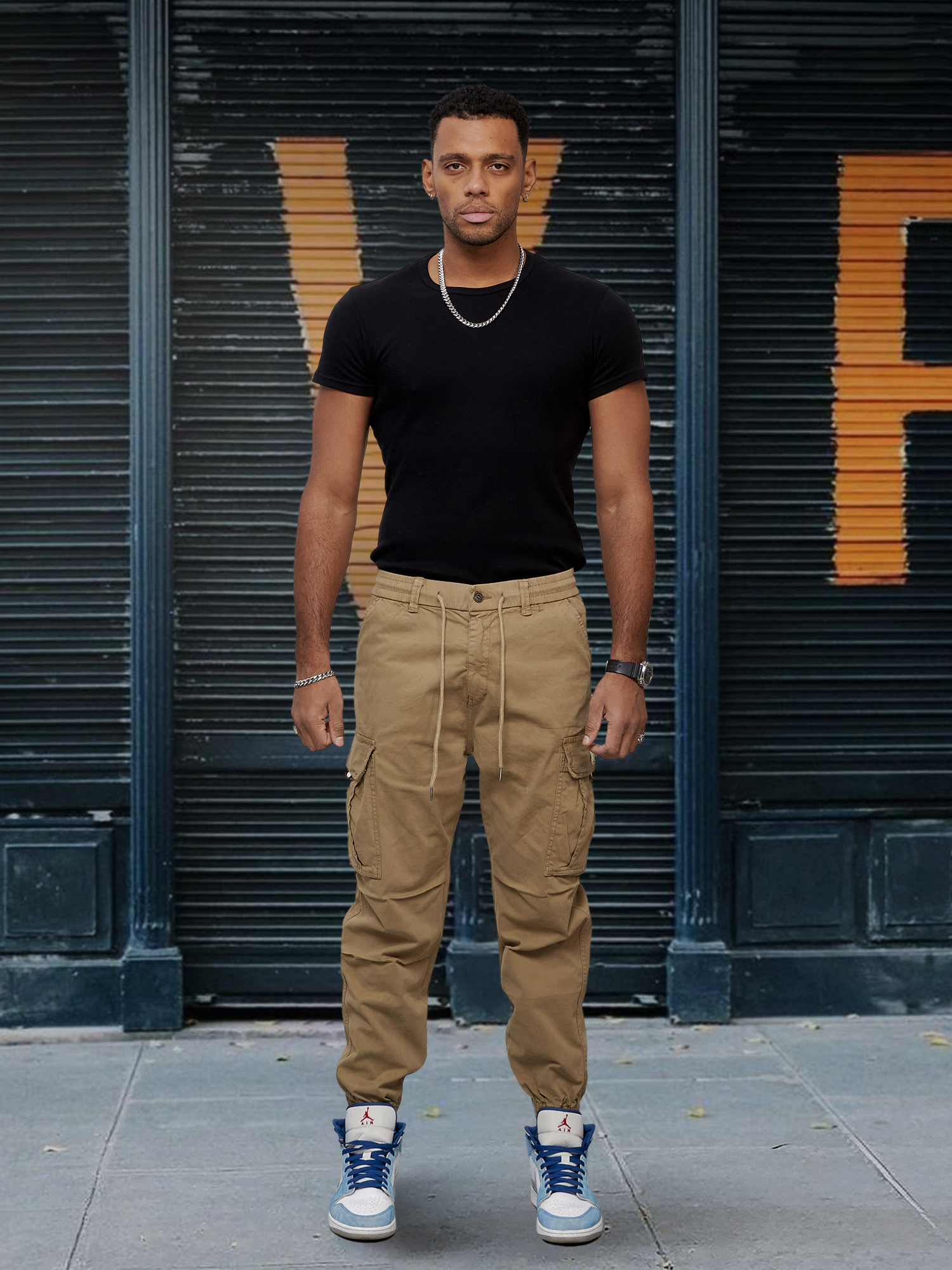 

Брюки мужские NoBrand OI-2427 бежевые XL, Бежевый, OI-2427