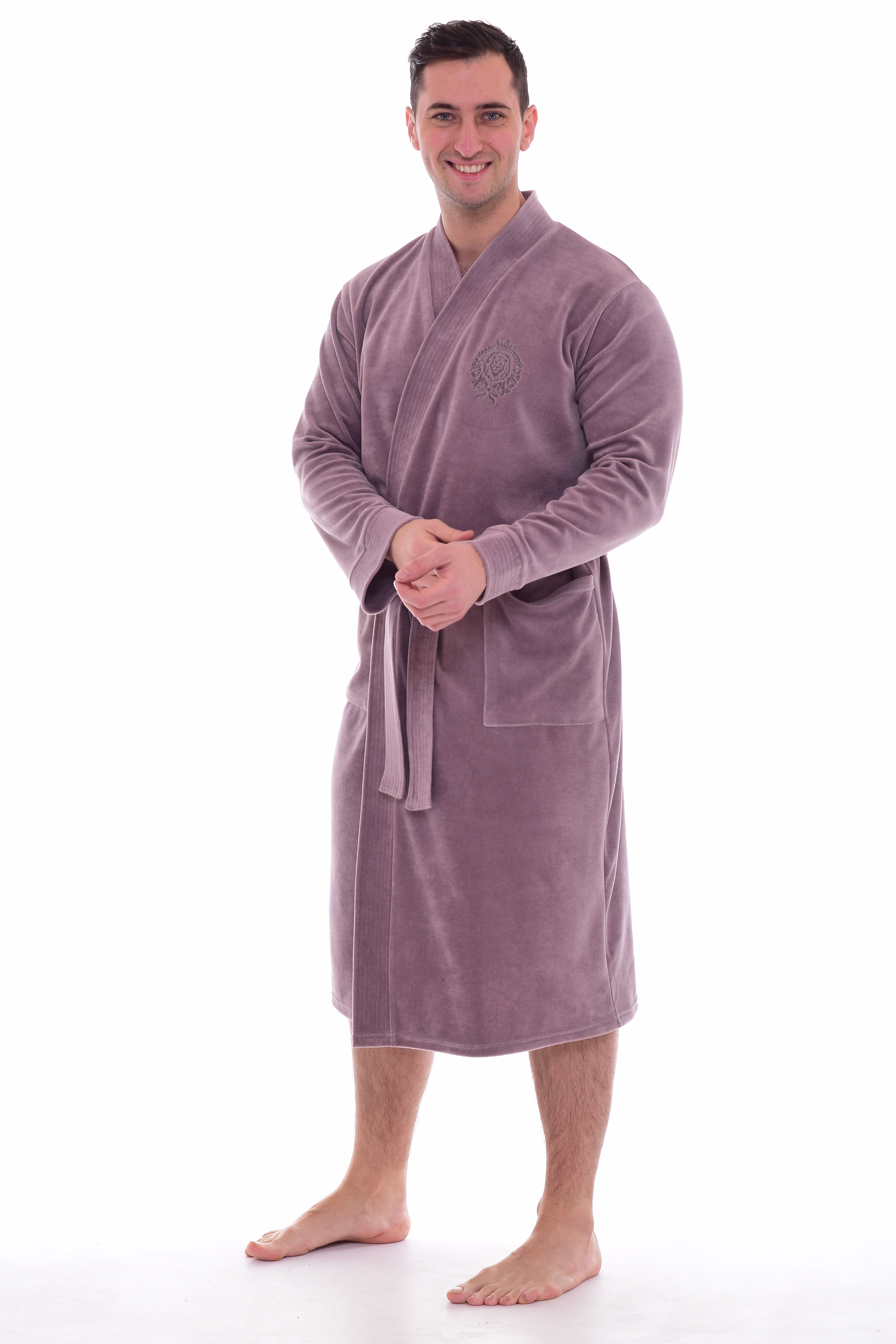 Халат мужской Новое кимоно 9-119 серый 56 RU