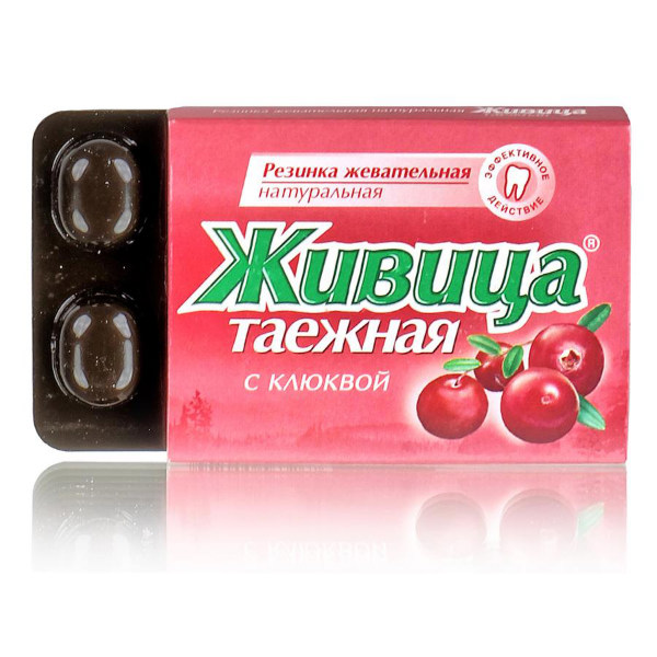 

Живица, резинка жевательная с клюквой, 5 шт.