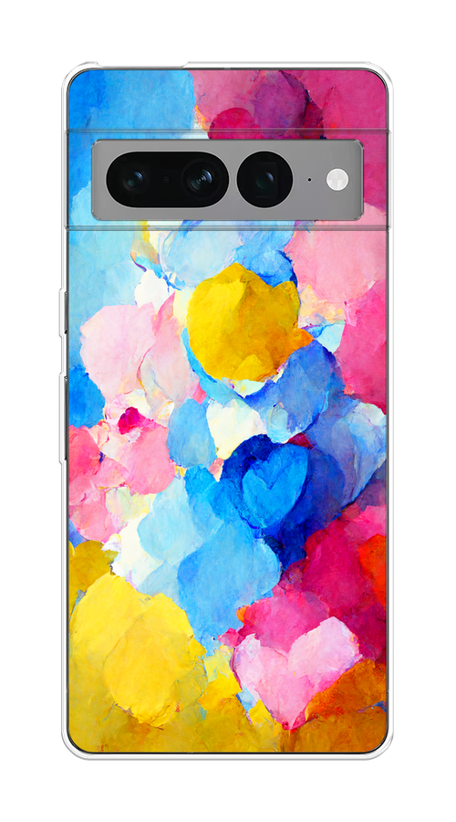 

Чехол на Google Pixel 7 Pro "Яркие пятна", Синий;голубой;желтый;розовый, 271350-1