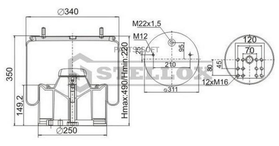 STELLOX Пневмоподушка STELLOX 9048814sx 100035819899