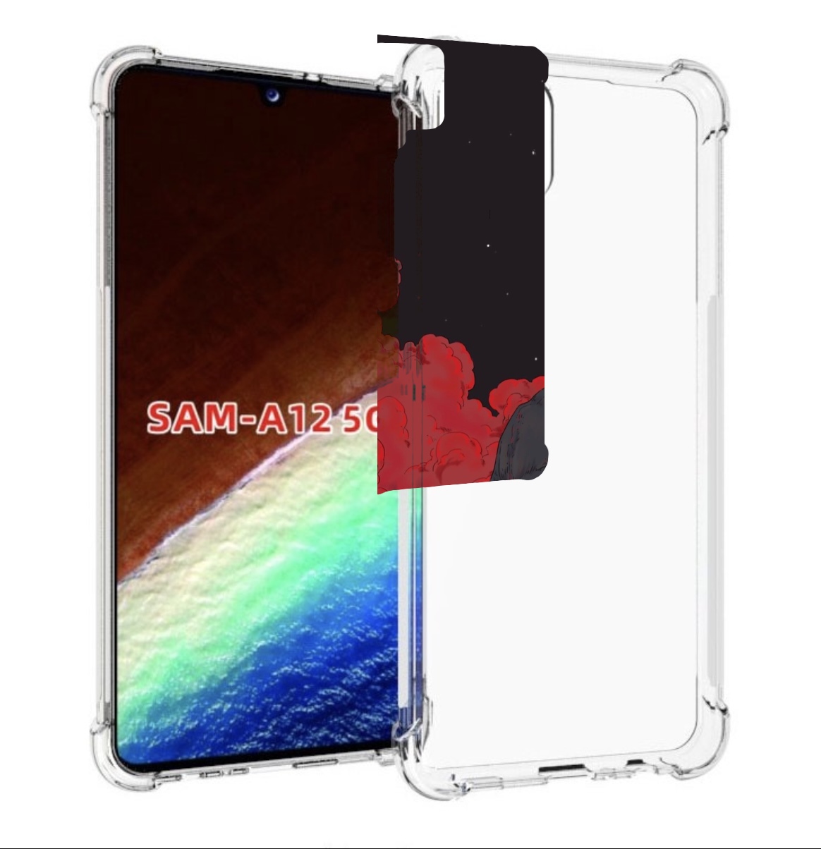 Чехол MyPads скелет в красном дыму для Samsung Galaxy A12 (SM-A125F) 2020/21