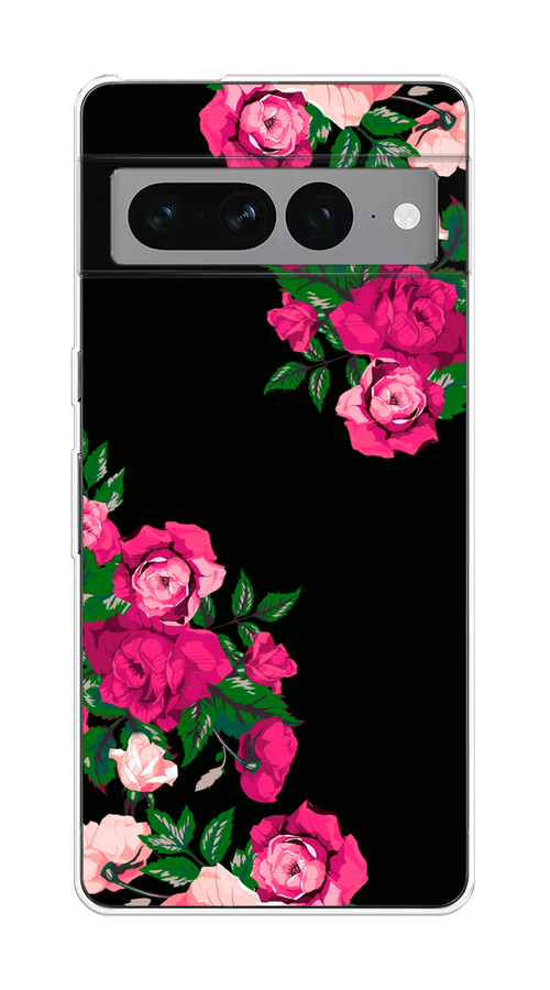 

Чехол на Google Pixel 7 Pro "Розы фуксия", Черный;розовый;зеленый, 271350-1
