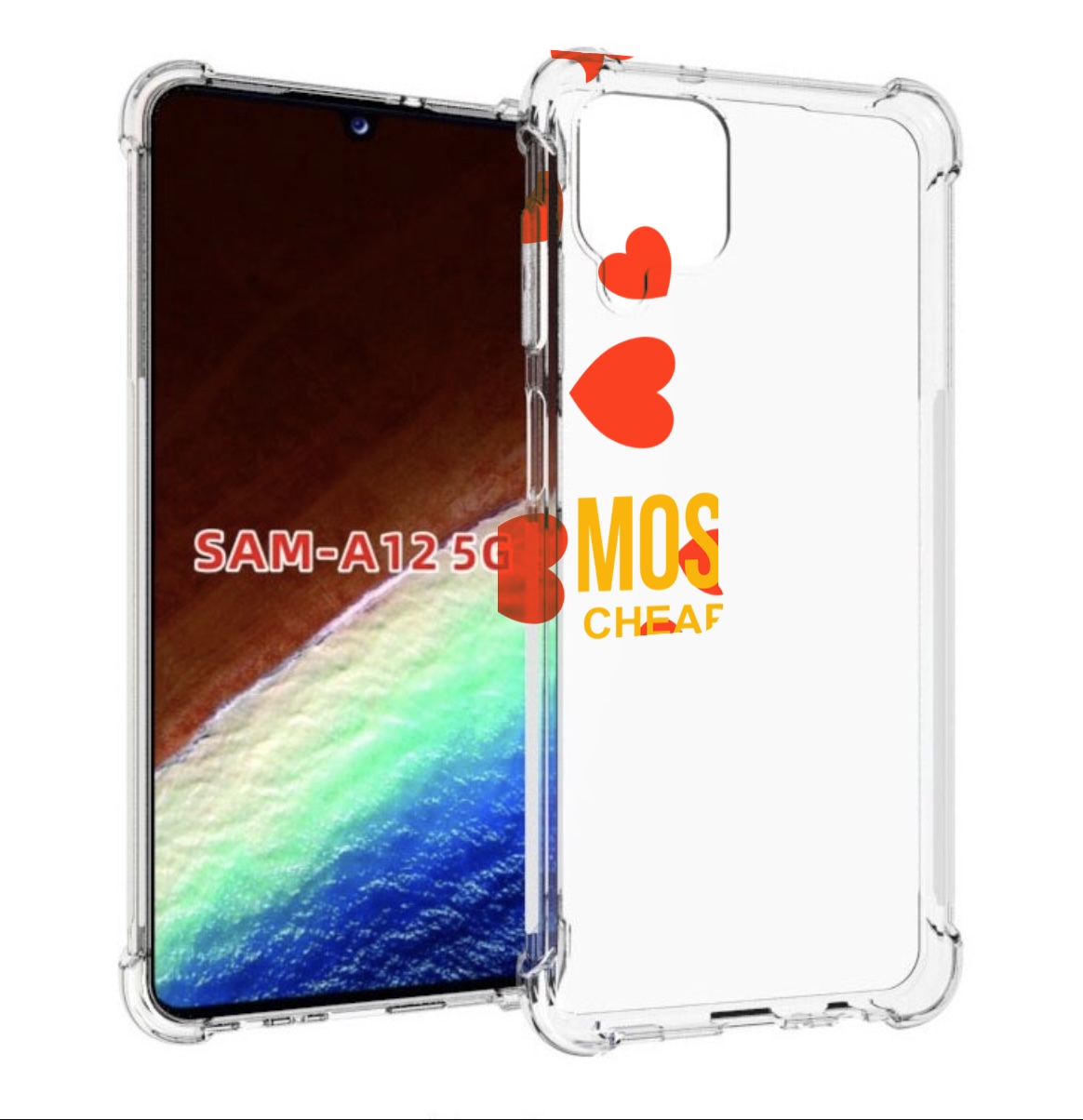 

Чехол MyPads сердца-москино для Samsung Galaxy A12 (SM-A125F) 2020/21/A12 Nacho SM-A127F, Прозрачный, Tocco