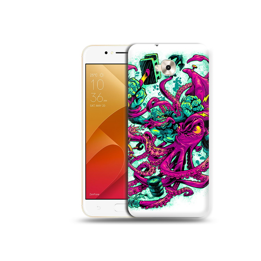 

Чехол MyPads Tocco для Asus ZenFone Live (ZB501KL) фиолетовый кракен (PT109094.653.657), Tocco