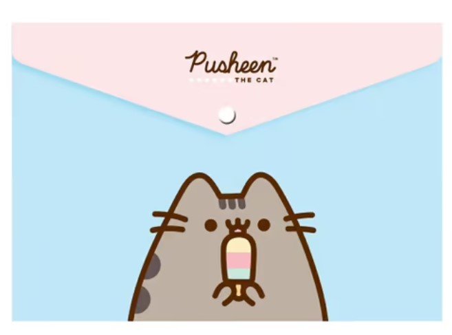 фото Папка-конверт pusheen на кнопке полипропилен разноцветная