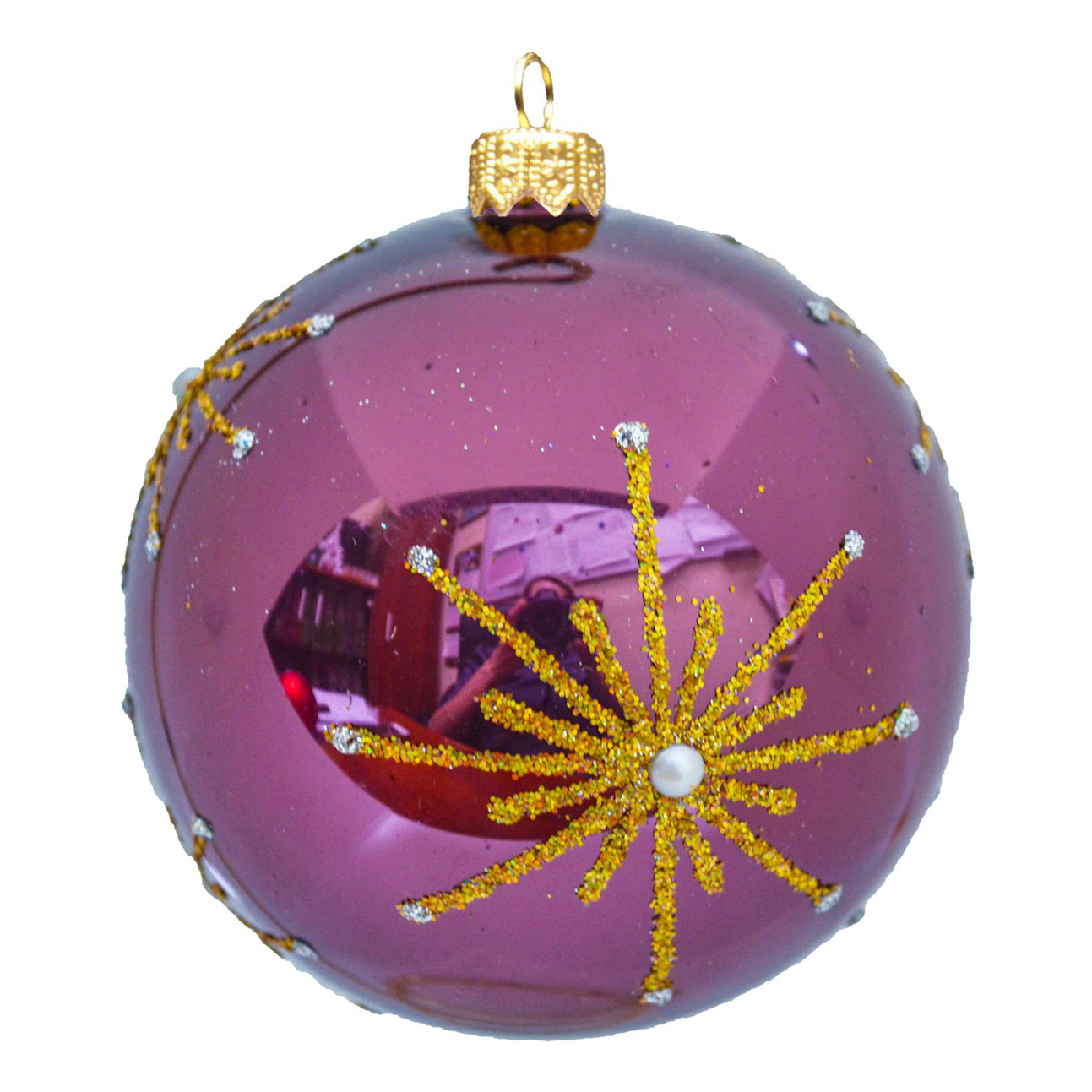 Шар на ель Коломеев Сверкающая снежинка фиолетовый 8,5 см