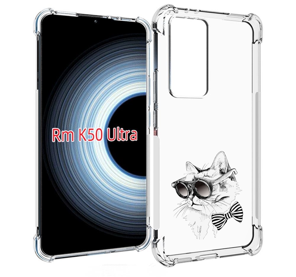 Чехол MyPads крутая кошка в очках для Xiaomi 12T / Redmi K50 Ultra
