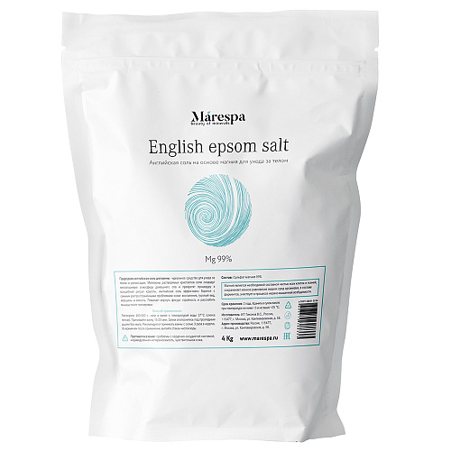 Соль для ванны Marespa English epsom salt на основе магния 4000 г