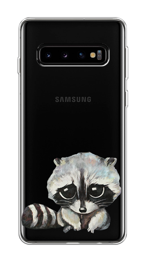 

Чехол на Samsung Galaxy S10 "Большеглазый енот", Серый;черный;прозрачный, 27050-1