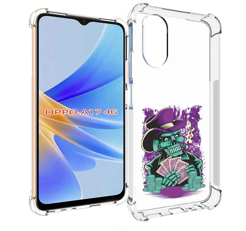 

Чехол MyPads зеленый череп с картами для OPPO A17, Прозрачный, Tocco