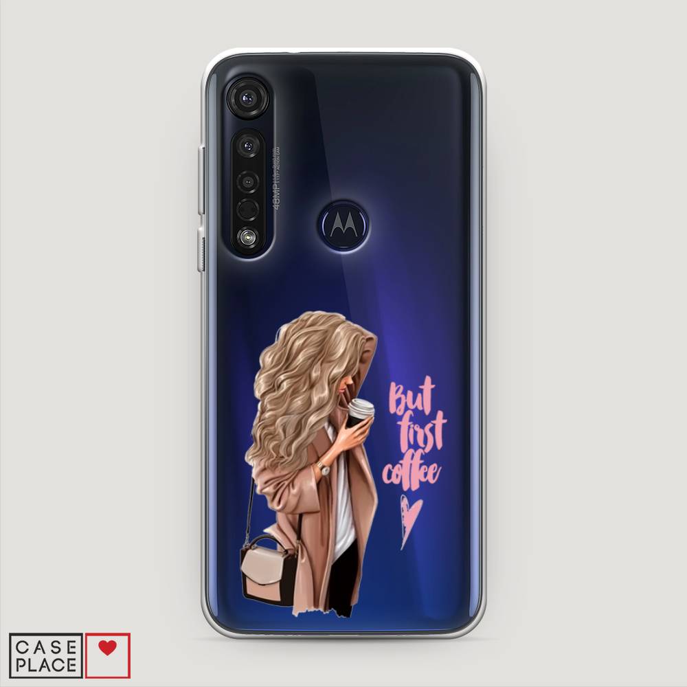 

Силиконовый чехол "Девушка с кофе" на Motorola Moto G8 Plus, Девушка с кофе