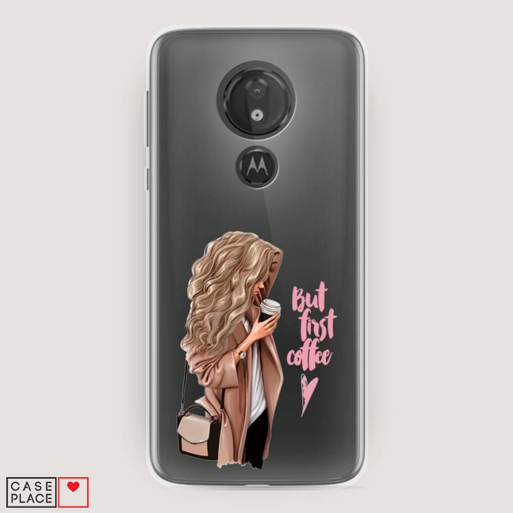 

Силиконовый чехол "Девушка с кофе" на Motorola Moto G7 Power, Девушка с кофе
