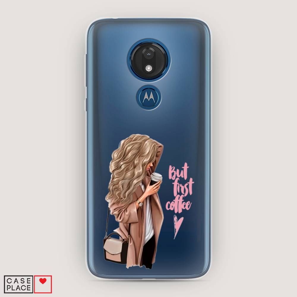 

Силиконовый чехол "Девушка с кофе" на Motorola Moto G7, Девушка с кофе