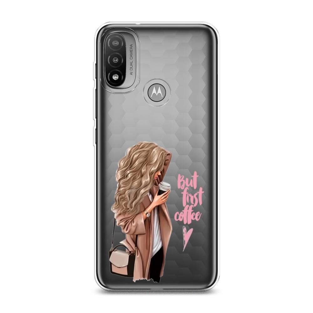 

Силиконовый чехол "Девушка с кофе" на Motorola Moto E20, Девушка с кофе