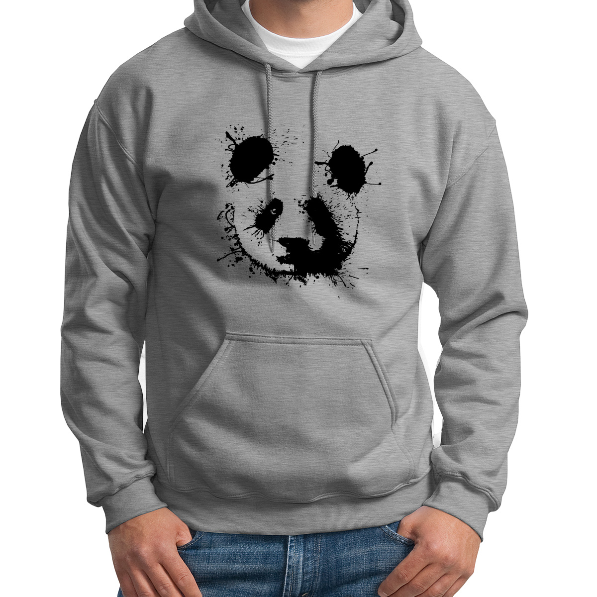 

Худи унисекс CoolPodarok Животные Панда в кляксах серое 52 RU, 2S015630