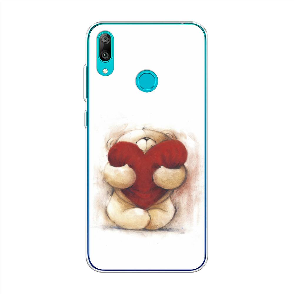 

Чехол Awog на Huawei Y7 2019 "Мишка с сердцем 1", Белый;красный;бежевый, 68450-6
