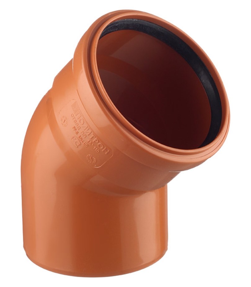 фото Millennium отвод канализационный d160x45гр., цвет оранжевый