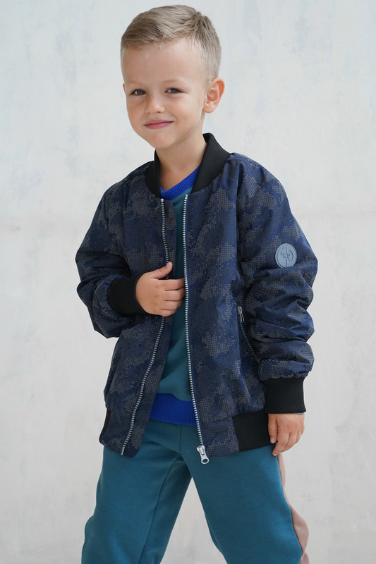 Куртка-бомбер детская Minidino В-К-014, синий диджитал, 134