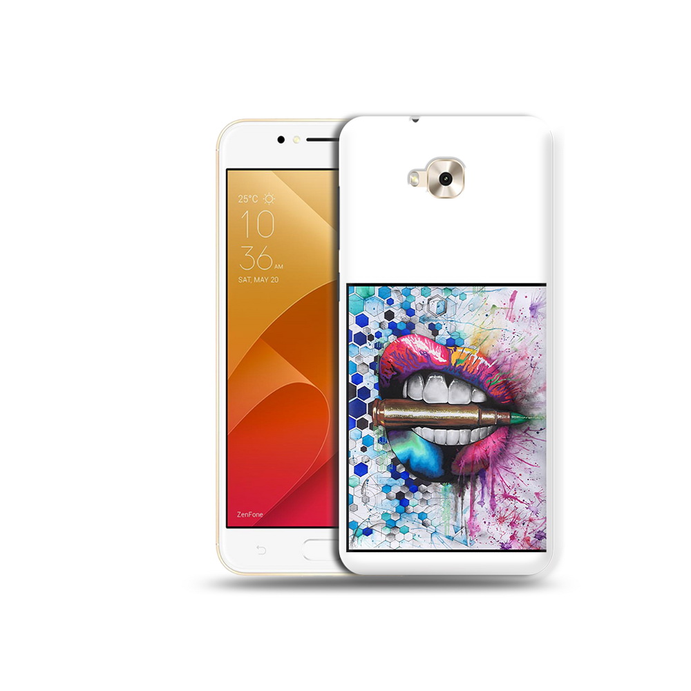 

Чехол MyPads Tocco для Asus ZenFone Live (ZB501KL) разноцветные губы с пулей, Tocco