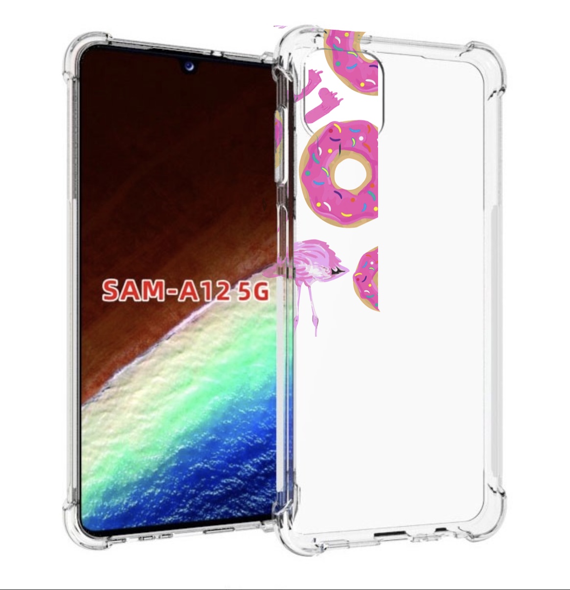 

Чехол MyPads пончики-фламинго для Samsung Galaxy A12 (SM-A125F) 2020/21/A12 Nacho SM-A127F, Прозрачный, Tocco