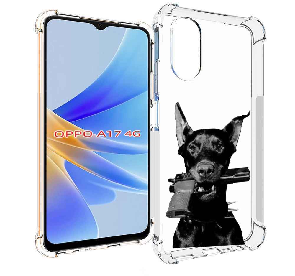 

Чехол MyPads доберман с пистолетом для OPPO A17, Прозрачный, Tocco