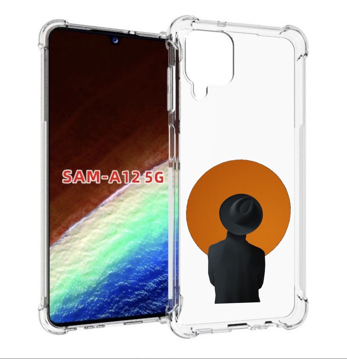 Чехол MyPads парень в шляпе в оранжевом кружке для Samsung Galaxy A12 (SM-A125F) 2020