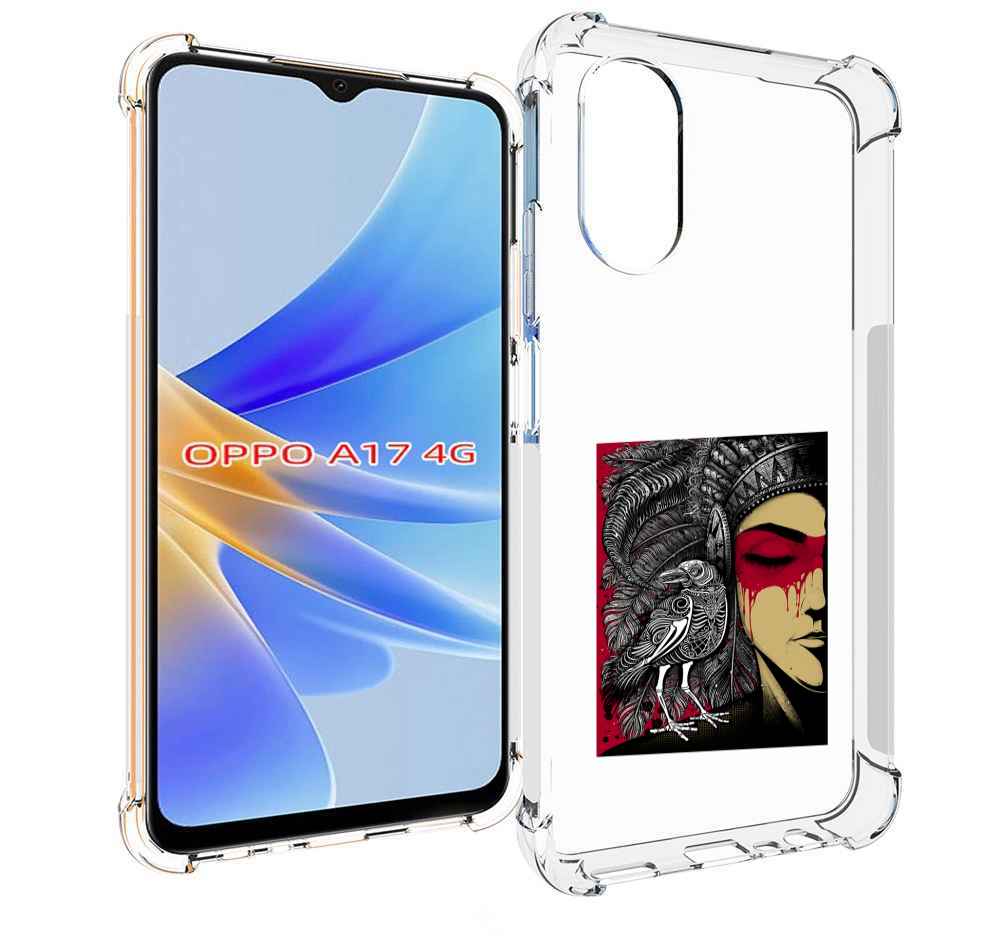 

Чехол MyPads девушка с вороном в абстракции для OPPO A17, Прозрачный, Tocco
