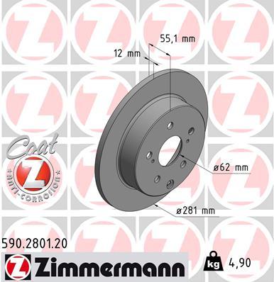 

Тормозной диск ZIMMERMANN 590280120