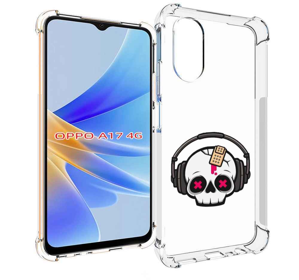 

Чехол MyPads черепок в наушниках для OPPO A17, Прозрачный, Tocco