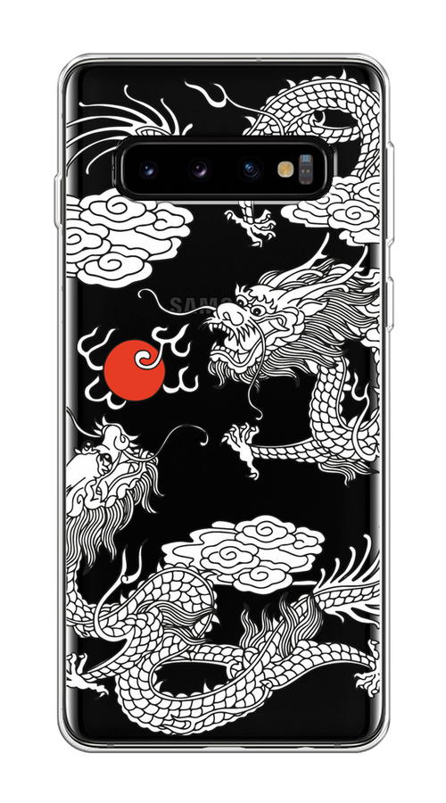

Чехол на Samsung Galaxy S10 "Драконы с ножом", Прозрачный;черный;белый, 27050-1