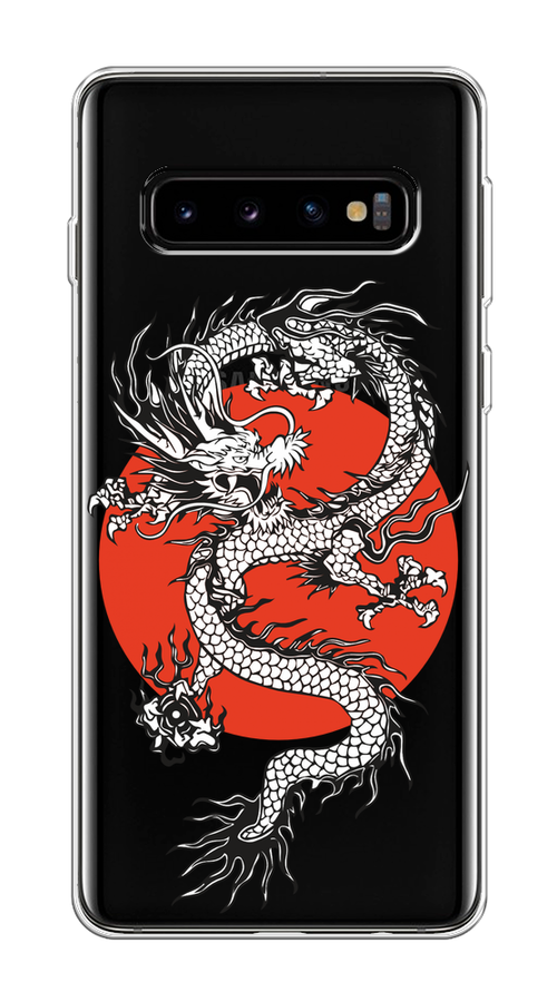 

Чехол на Samsung Galaxy S10 "Восходящий дракон", Белый;черный;красный, 27050-1