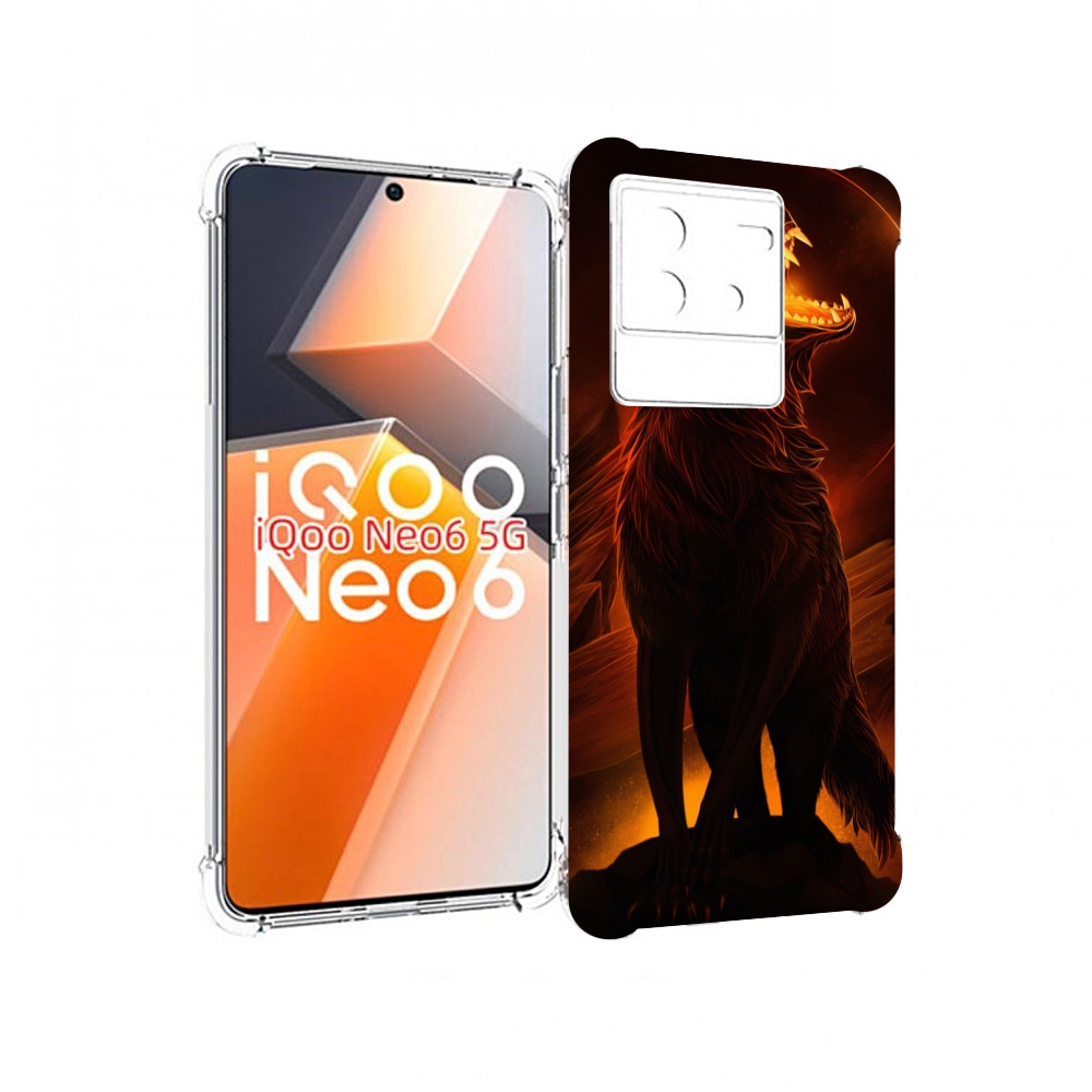 

Чехол MyPads волчара с огнем внутри для Vivo iQoo Neo 6 5G, Прозрачный, Tocco