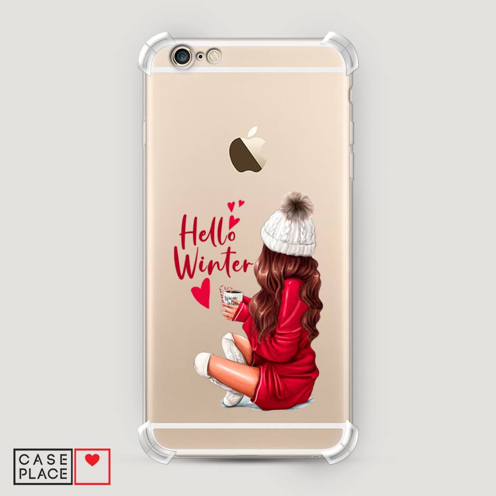 фото Противоударный силиконовый чехол "hello winter" на apple iphone 6 plus awog