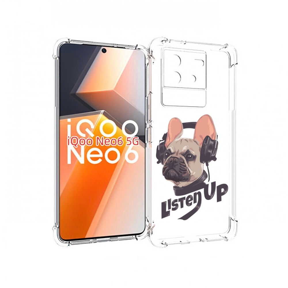 

Чехол MyPads бульдог-слушает-музыку для Vivo iQoo Neo 6 5G, Прозрачный, Tocco