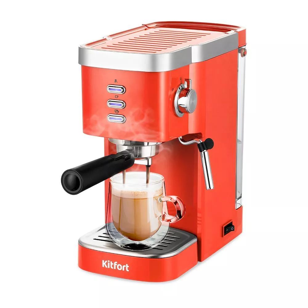 Рожковая кофеварка Kitfort КТ-7114-1 красная кофеварка рожковая smeg ecf01rdeu красная