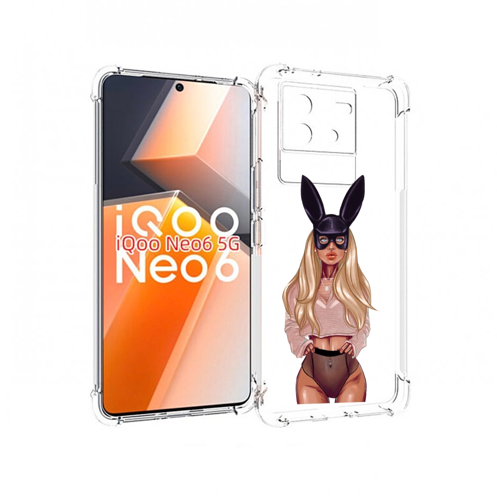 

Чехол MyPads блондинка-с-ушками женский для Vivo iQoo Neo 6 5G, Прозрачный, Tocco