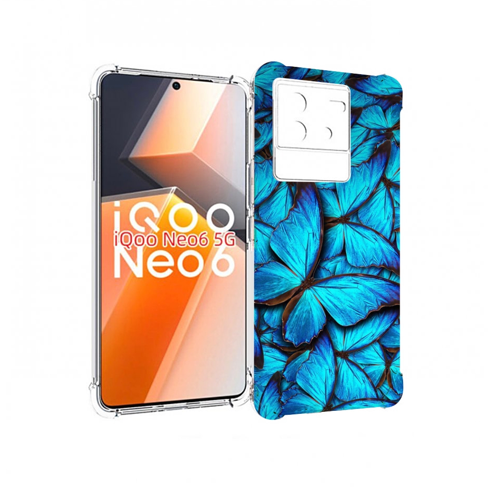 

Чехол MyPads бирюзовые бабочки для Vivo iQoo Neo 6 5G, Прозрачный, Tocco