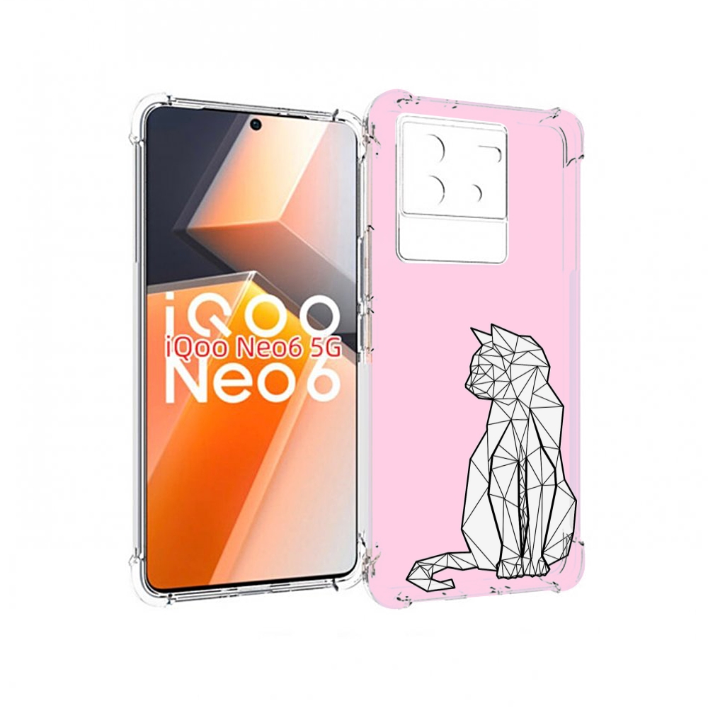 

Чехол MyPads белый котик с гранями для Vivo iQoo Neo 6 5G, Прозрачный, Tocco