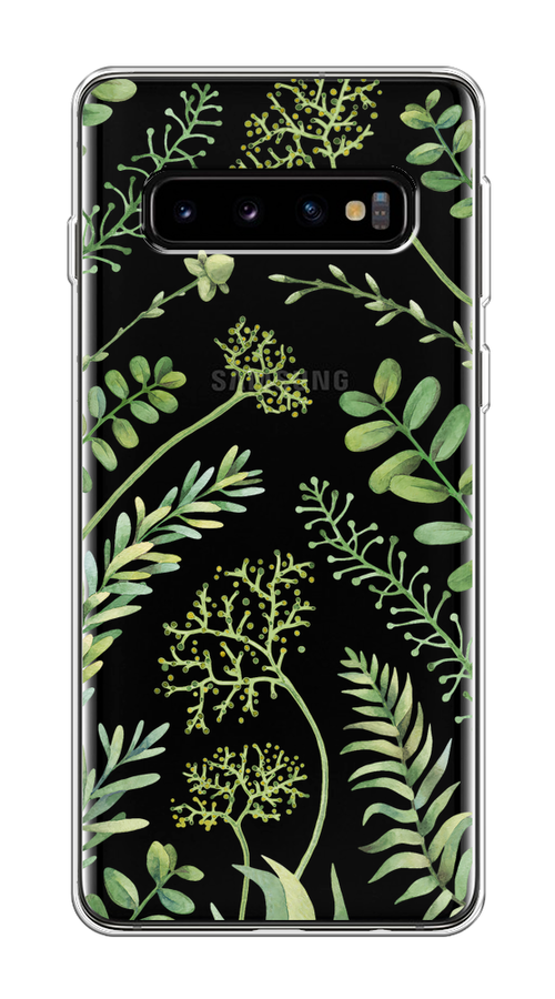 

Чехол на Samsung Galaxy S10 "Green Leaves", Зеленый;прозрачный, 27050-1