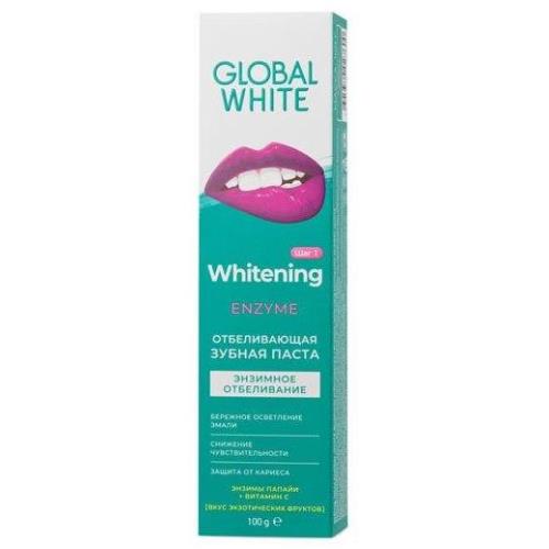 Зубная паста Global White энзимное отбеливание 100 г паста зубная global white extra whitening с углем и активным кислородом 30 мл