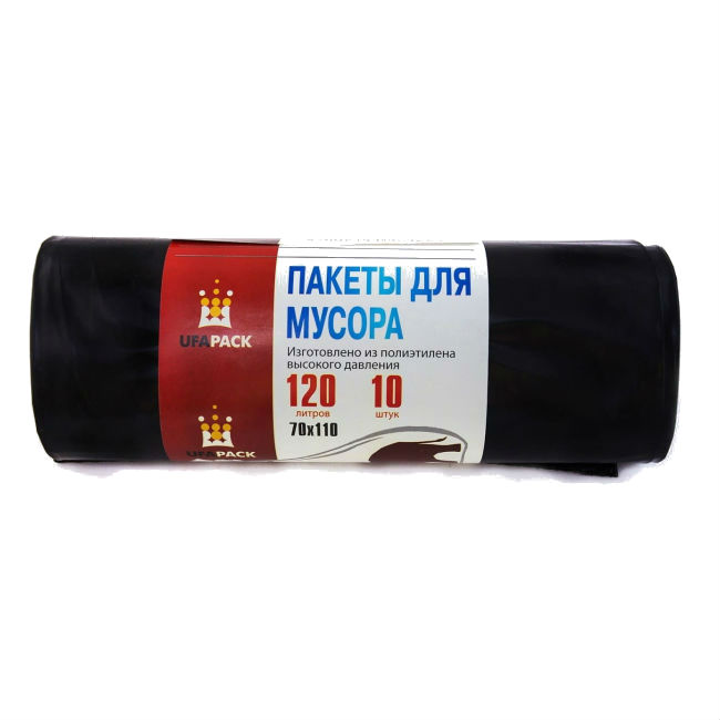 UFAPACK Пакеты для мусора, 120 л 10 шт черные