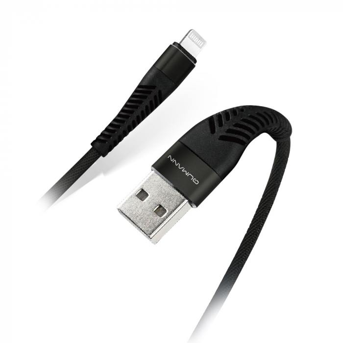 Кабель lightning - usb Qumann 1 м черный