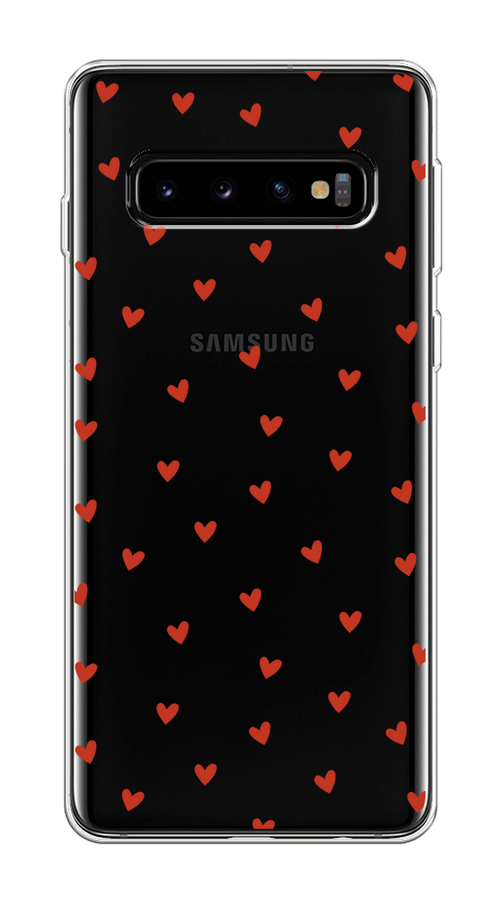 

Чехол на Samsung Galaxy S10 "Red hearts", Красный;прозрачный, 27050-1
